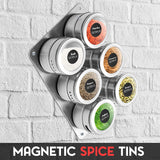 MAYELA Spice Magnetic Containers | Kitchen Storage Organizer For Small Indian Spices Tins Tea & Rack | Adhere To Refrigerator | Stress-Free Organization | Seasoning Box Holder Jar & 250 Sticker Labels