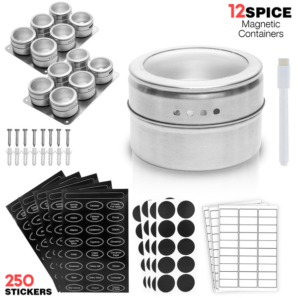 12pcs Stainless Steel Containers with Lids Refrigerator Containers Metal  Container Tin Containers with Seasoning Organizer Salt Jars Spice Storage